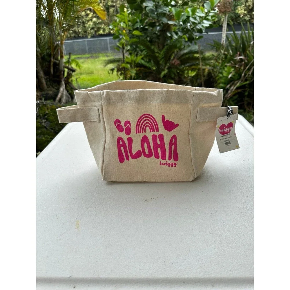 NWT Twiggy Hawaii Hawaiian Aloha Kine Tingz Mini Organizer Canvas Tote Basket